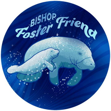 Logo for Bishop Foster Friend, which includes a drawing of two manatees.