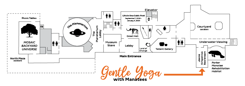 Map of The Bishop of Science and Nature that shows where the Gentle Yoga with Manatees event is located.