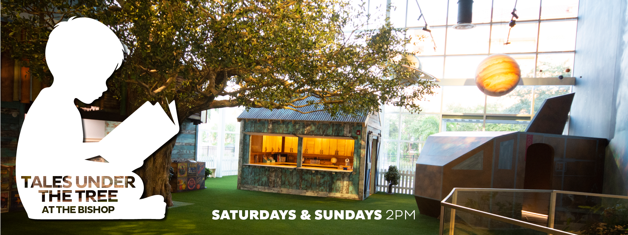 Poster for the Tales Under the Tree program at the Bishop Museum of Science and Nature.