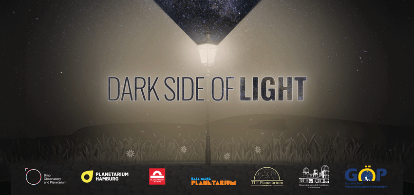 Poster for the "Dark Side of Light" planetarium show at the Bishop Museum of Science and Nature.